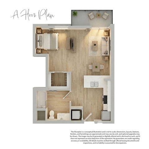 Floor plan for studio, 1 bath, 593 sqft